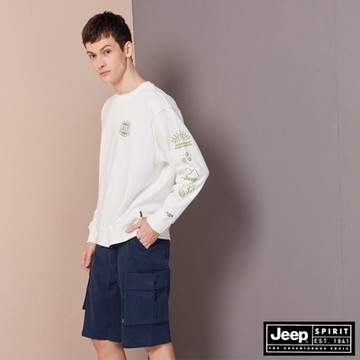 JEEP 男裝 率性立體多口袋短褲-藍色