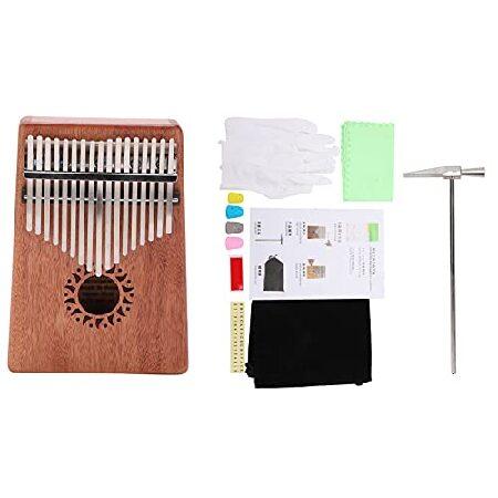 Kalimba 17 Keys Thumb Piano Kit Mahogany Wooden Finger Piano Portable Thumb Piano Steel Marimba Keys with Sun Pattern, Gift for Friends Kids