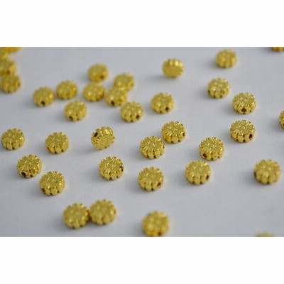 ビーズクラブ ロンデル メタルビーズ 歯車 金 50個 5mm 50個 ブレスレット ネックレス 金具 金属ビーズ パーツ
