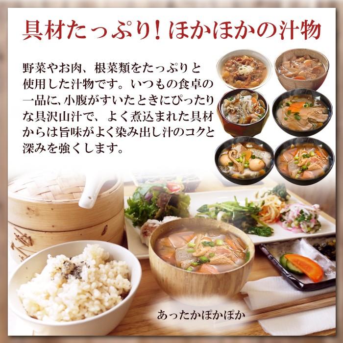 レトルト おかず 惣菜　あったか具沢山汁6種12食みそ汁セット　（豚汁、けんちん汁、いも煮汁、きのこ汁、もつ煮込み）