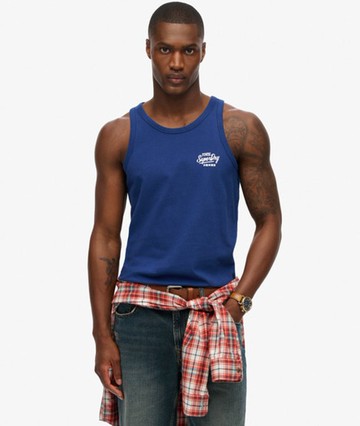 Superdry Men's Contrast Script Vest Navy Size: L