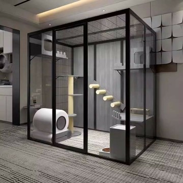 貓別墅 貓屋 貓籠 貓櫃 貓房 貓舍 免運 附發票 玻璃貓別墅貓房貓舍大型全景豪華超大貓籠貓咪房子訂製寵物店貓櫃