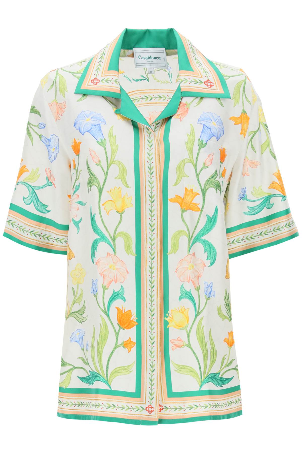 Casablanca Cuban Collar Shirt With Floral Motif All-over