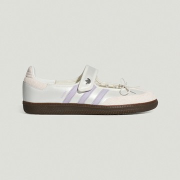 adidas 愛迪達 瑪莉珍鞋 Samba Jane W 女鞋 米白 紫 休閒鞋 魔鬼氈 LB8627