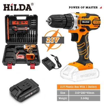 HILDA 21V 充電式 鋰電電鑽/起子機   單電池  標準配備 20件 震動套裝組 HL21-1SH