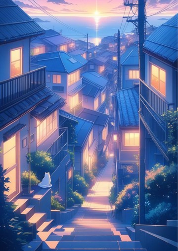 貓咪小孩 與你重疊的風景～通往海邊的坡道