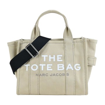 MARC JACOBS Mini TOTE 字母印花帆布兩用托特包-迷你/米 _廠商直送