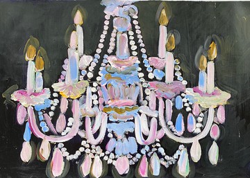 古董枝形吊燈 原始紙上丙烯畫 抽象主義 超現實主義藝術