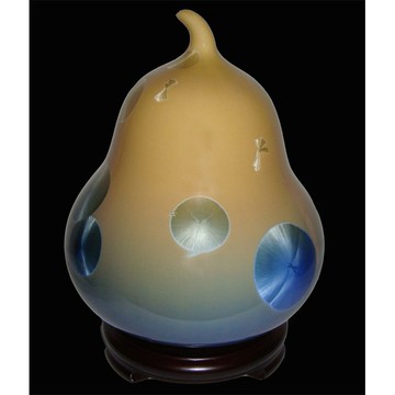 7 inch福到 陶瓷 聚寶盆 葫蘆甕 結晶釉瓷器 寓意 福祿壽-台灣首席結晶釉大師 彭文雄- 送禮首選!