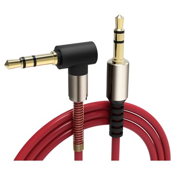 KTnet 廣鐸 L型彈簧音源線3極插 100cm 3.5接頭 音源延長線  KTYEG50-1MR  紅色  1個