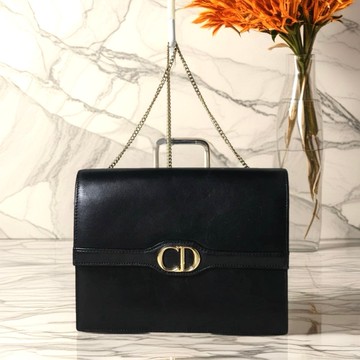 中古二手包 Dior 黑金色翻蓋包 單肩包 側背包 斜背包 古董包手袋