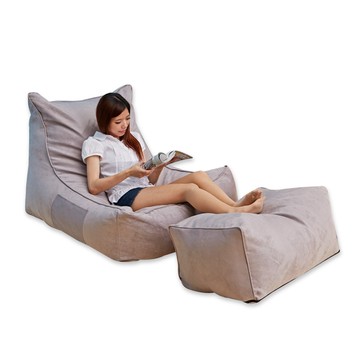 【班尼斯】Farla法拉頂級L型懶骨頭沙發+椅凳 靠背型懶骨頭-暖灰色