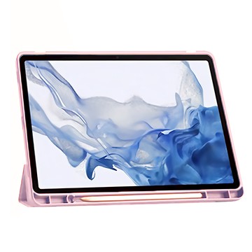 帶筆槽蜂窩散熱智慧休眠喚醒三折矽膠平板皮套保護套  Samsung Galaxy Tab S9  粉色  1個