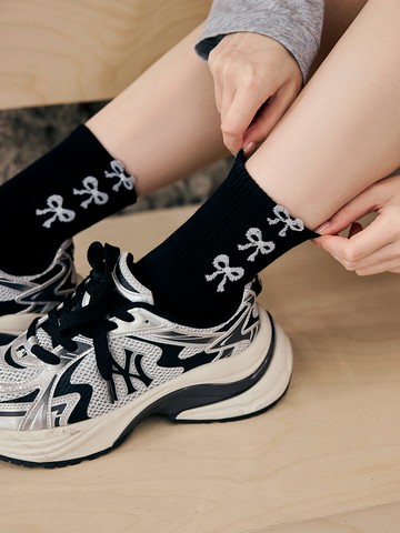 韓國製可愛蝴蝶結中筒襪