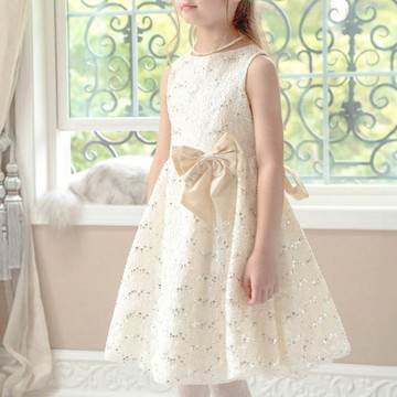 日本 Catherine Cottage - 優雅千金亮片蕾絲洋裝/小禮服-天使白