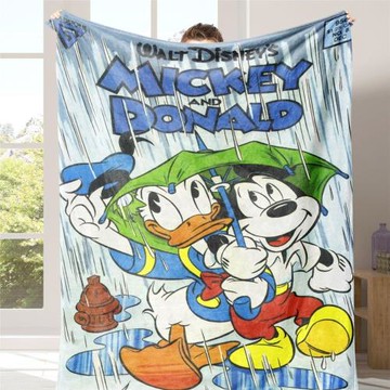 外貿直銷廠家米老鼠唐老鴨3D數碼印花毯子法蘭絨毛毯沙發毯休閑毯