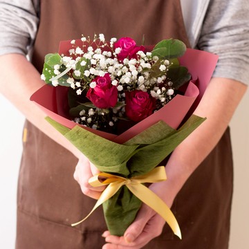 謝謝付出【玉屋 TAMAYA】高貴紫紅玫瑰花束 | 3朵 花禮 情人禮 生日禮 情人節快樂 情人節花束 女友 520 甜蜜幸福 戀愛 浪漫