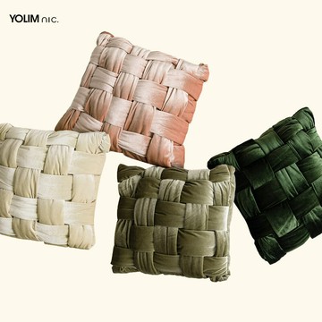 『百貨屋二號』|沙發抱枕手工編織靠墊方格絨布靠包靠墊套輕奢北歐ins風