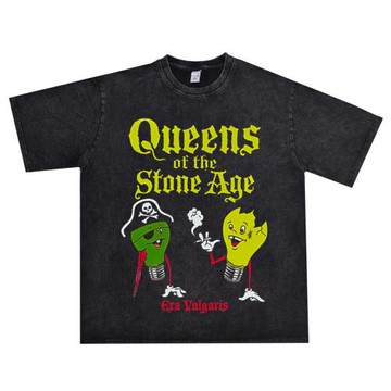 搖滾石器時代皇后Queens Of The Stone Age石器女皇水洗做舊T恤