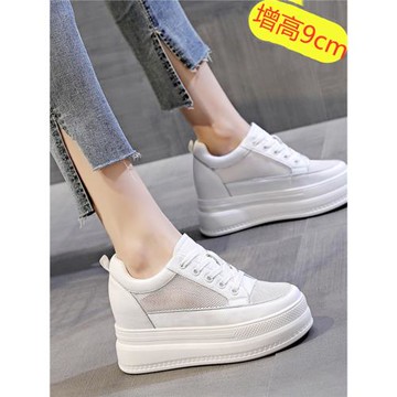 內增高女鞋夏季小個子搭裙子鞋子網面透氣增高10cm休閑運動小白鞋