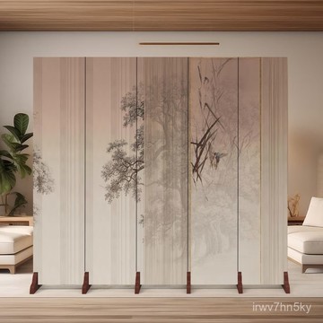 新中式屏風隔斷 酒店玄關裝飾茶室客廳古風可折疊移動複古簡易房間