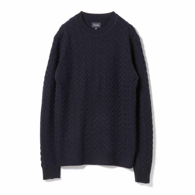 Beams Outlet ビームス アウトレット Beams ジグザグ ケーブル クルーネック ニット メンズ Navy 通販 Lineポイント最大1 0 Get Lineショッピング