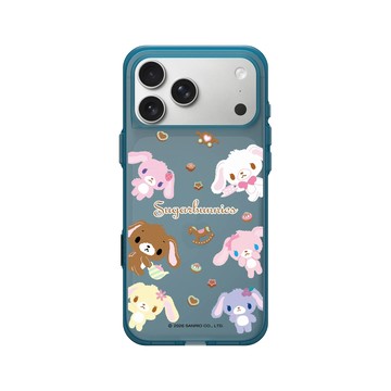 iPhone 17 Pro Max Clear (相機按鈕) 夜幕藍 - 三麗鷗-蜜糖邦尼 Sugarbunnies - 雙胞胎兔排排站