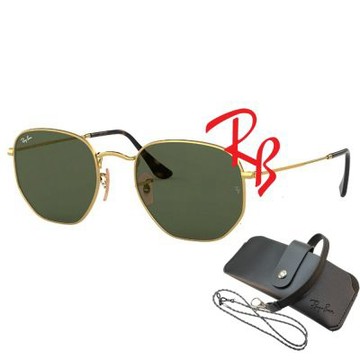 【RayBan 雷朋】時尚多邊形太陽眼鏡 RB3548N 001 54mm 金框G15經典墨綠色鏡片 公司貨(贈RAYBAN眼鏡掛袋)