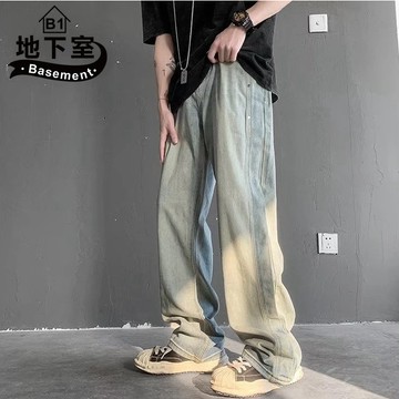 地下室B1-長褲 美式高街復古牛仔直筒褲 水洗 闊腿 百搭 男裝 工作褲 休閒褲【NL653220】