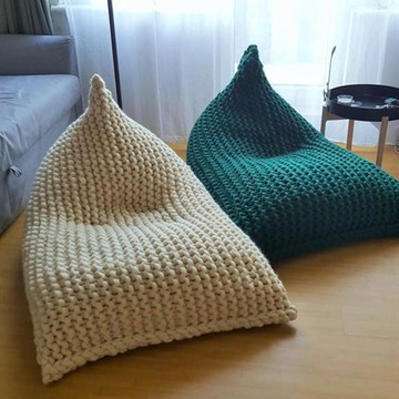 INS北歐風手工編織純色榻榻米 創意個性冰島毛懶人沙發豆袋批發