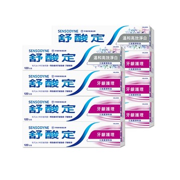 舒酸定長效抗敏牙膏超值組-牙齦護理*6+溫和淨白高效*2(時時樂限定)