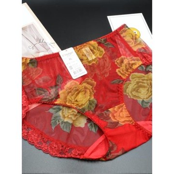 韓國進口性感大花網紗蕾絲花邊無痕內褲 三角底褲 超薄透氣大碼