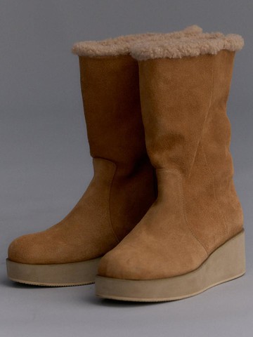 Premium Suede Fur-Lined Boots [Camel]
