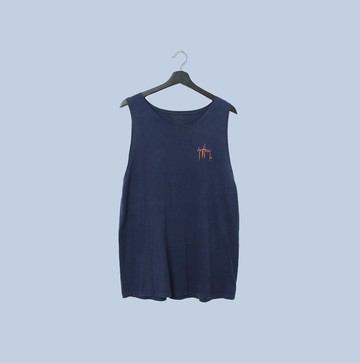 Back to Green- 大U領背心 深藍底 老鷹b-05 /vintage tank shirt
