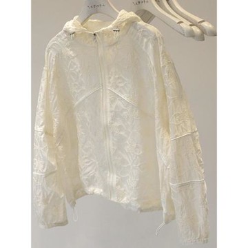 胖MM特大碼300斤輕薄刺繡蕾絲防嗮衫外套女寬松長袖防紫外線上衣2