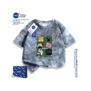 NASA OVER男童t恤短袖2025新款男孩夏季兒童我的世界純棉痞帥上衣