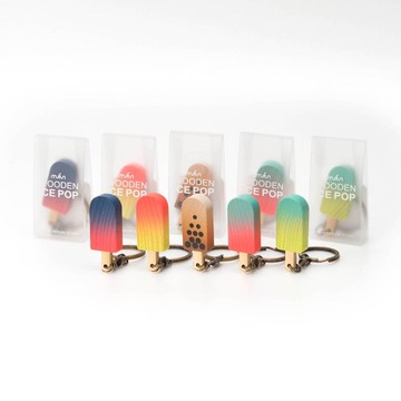 原木冰棒造型【ICE POP 】二代鑰匙圈-全套 5入優惠組