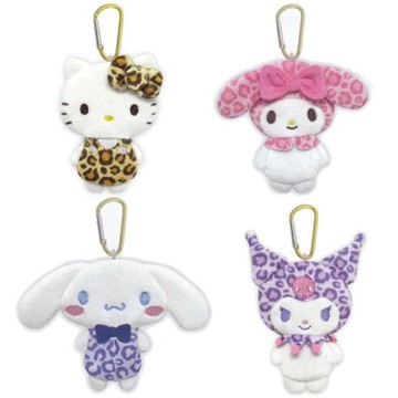 小禮堂 Sanrio 三麗鷗 絨毛造型零錢包吊飾 (豹紋款) Kitty 美樂蒂 大耳狗 酷洛米