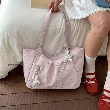 臺灣出貨 韓系小衆波點托特包新款大容量包包女大學生上課通勤單肩包手提包