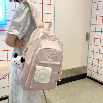 免運💯新款可愛韓版校園ins書包女大容量中小學生多兜寬肩帶雙肩包時尚休閒後背包 護脊防潑水大口袋雙肩背包 FRZ7