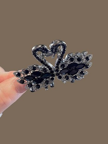 輕奢天鵝水鉆發抓金屬抓夾女發量少盤發鯊魚夾小號扎頭發夾子頭飾