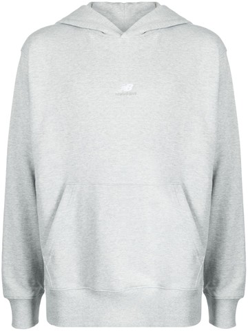 New Balance - logo-print long-sleeve hoodie - men - Cotton - S - Grey
