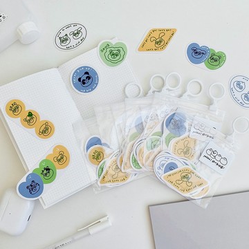 開心動物園-彩色標籤透明貼紙包/手帳貼紙