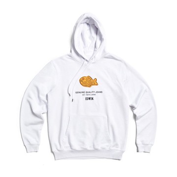 EDWIN 東京散策系列 鯛魚燒連帽長袖T恤-男女款 (白色)