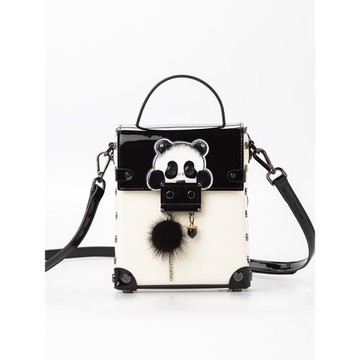 【蒽薆】新品女包斜挎包卡通熊貓吉祥物單肩包方形時尚手提手機包