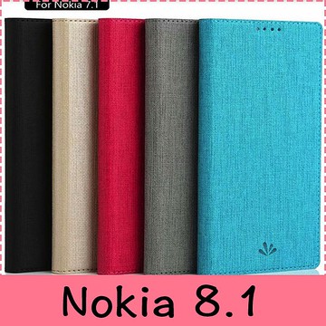 【萌萌噠】諾基亞 Nokia 8.1  商務簡約款 全包布紋側翻皮套 磁吸 插卡 支架 磨砂手感 手機套 皮套