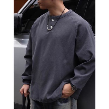 Gnomes lab 25AW SOLO TEX華夫格亨利領牛角袖純色長袖t