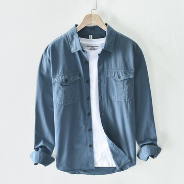 現貨+預購 男襯衫長袖上衣男商務休閒襯衫上衣-清新純棉男裝3色74kz46【獨家進口】【米蘭精品】