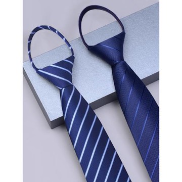 免打結領帶男正裝拉鏈式男士商務結婚新郎西裝黑色藍懶人一易拉得