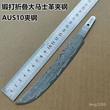 日本迴流鋼大馬士革夾鋼水果刀手把肉刀一體鍛打67層高硬度小刀胚 HR6G